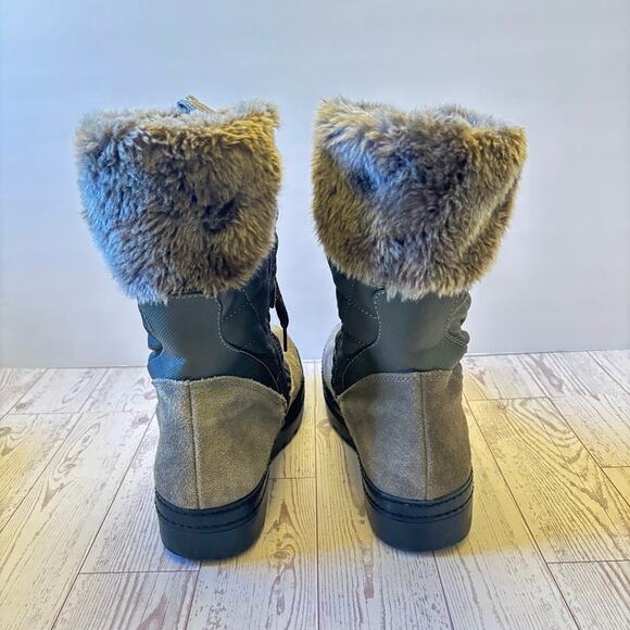 Baretraps Women’s 8M Winter Boots Gray Faux Fur Waterproof Lace Up Snow Boots - Picture 7 of 16